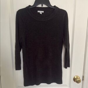 New York & Company Dark Gray Three-Quarter Length Sleeved Sweater